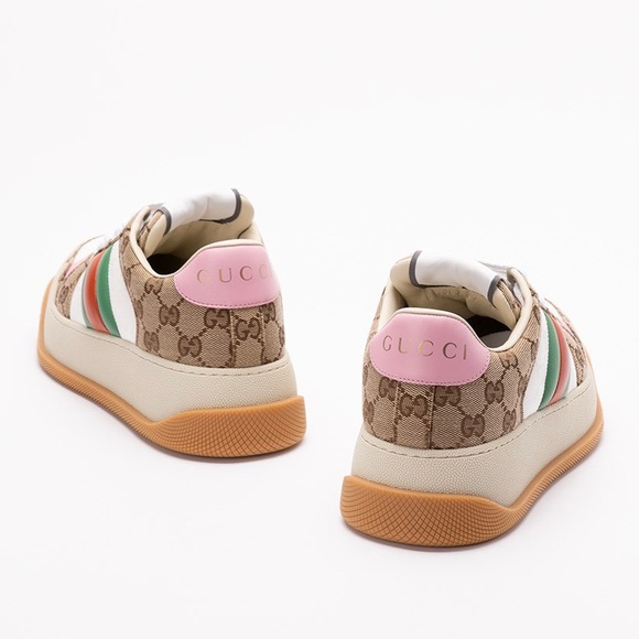 GUCCI Double Screner GG logo web stripe platform sneakers - Picture 3 of 5